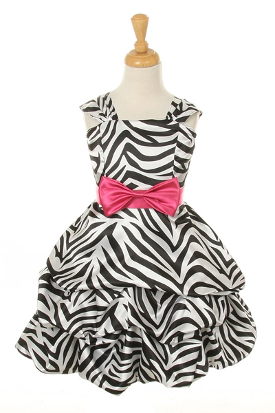black and white zebra dress with fuchsia sash